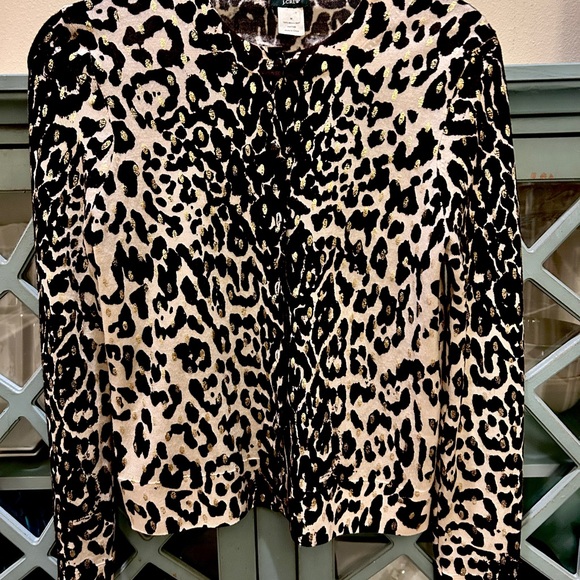J.Crew 100% Merino Wool Leopard Print Cardigan - Picture 4 of 4